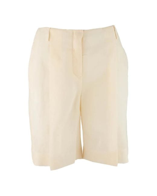 Ermanno Scervino Natural Pleated Tailored Shorts