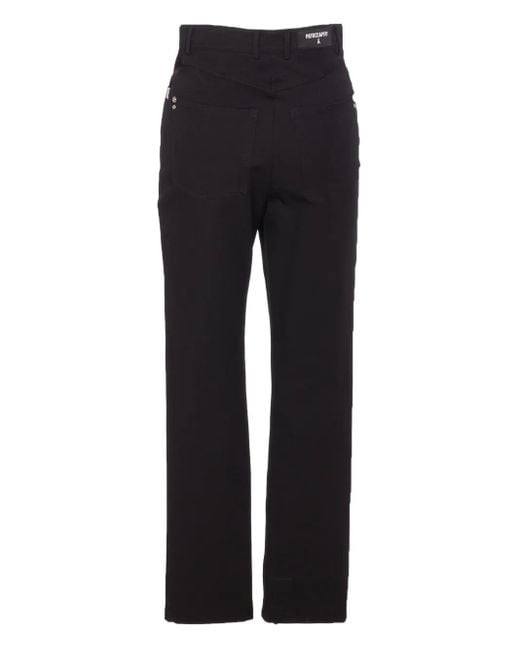 Patrizia Pepe Blue Logo-Patch Button Trousers
