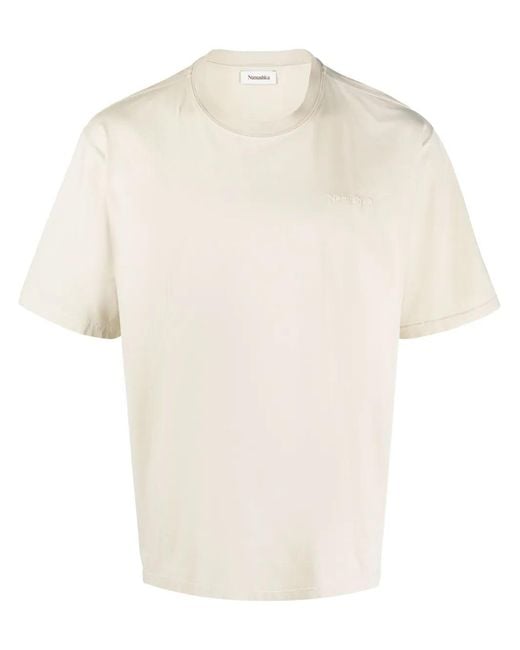 Nanushka White Logo-Embroidered Cotton T-Shirt