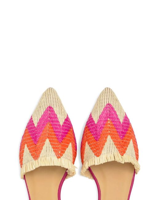 Castaner Pink Berta Pointed-Toe Flat Pumps