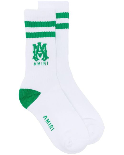 Amiri Green Ma Striped Cotton Socks for men