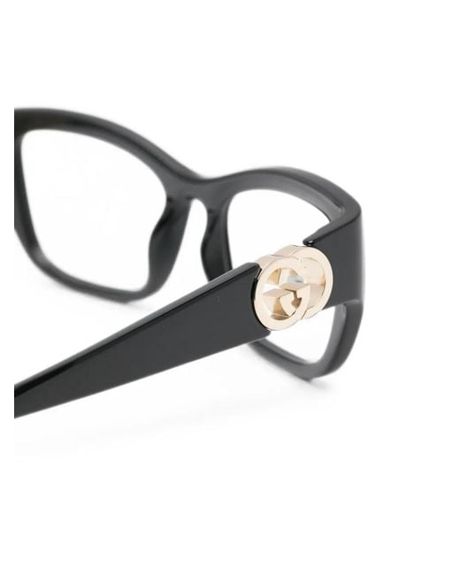 Gucci Black Interlocking-Logo Cat-Eye Glasses