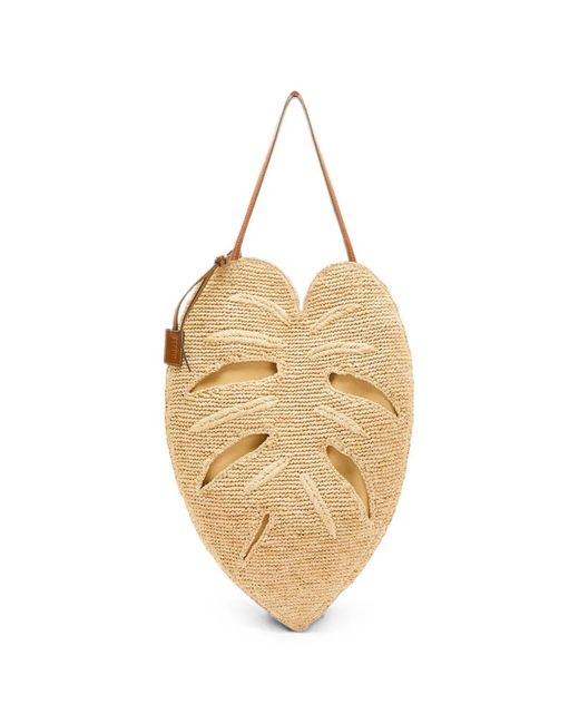 Staud Metallic Large Palm Leaf-Shaped Woven Tote Bag