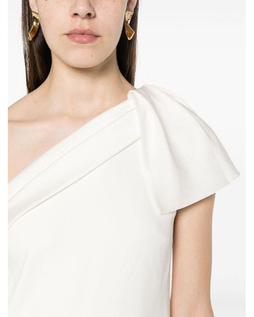 Roland Mouret White Crepe One-shoulder Mini Dress