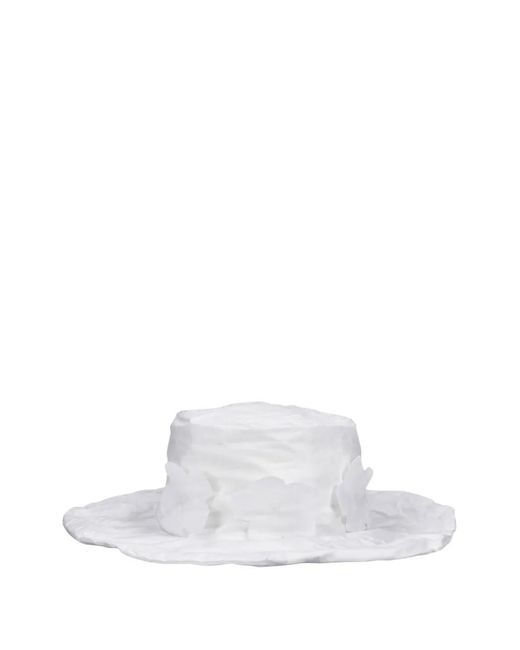 Scha White Floral-Appliqué Hat