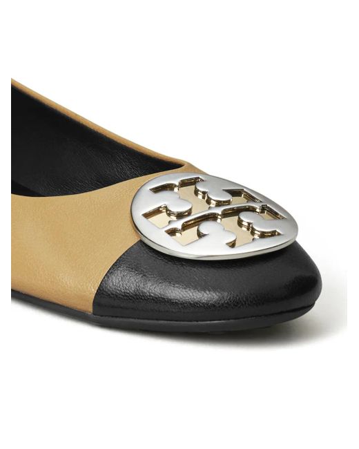 Tory Burch Natural Claire Cap-Toe Ballerina Shoes
