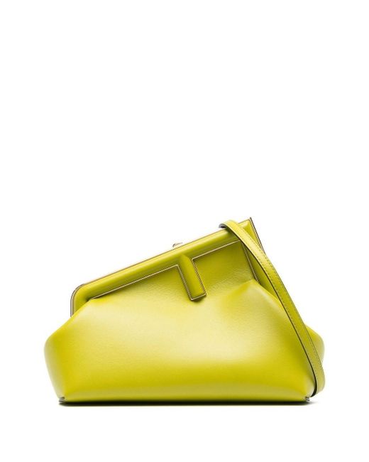 Fendi Yellow First Wasabi Leather Clutch Bag