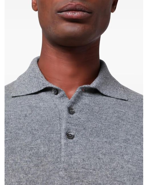 Polo A Maniche Lunghe di Brunello Cucinelli in Gray da Uomo