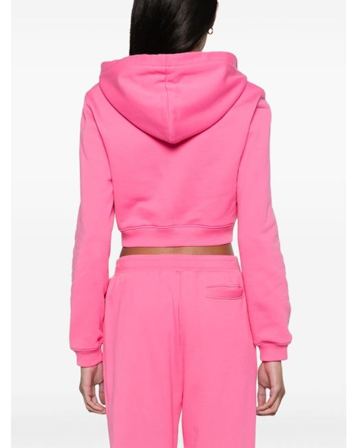 Moschino Pink Logo-lettering Cropped Hoodie