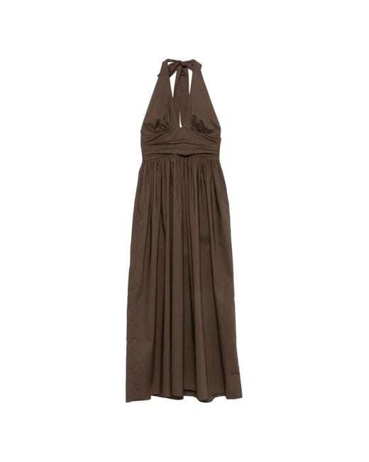 Matteau Brown Halterneck Midi Dress