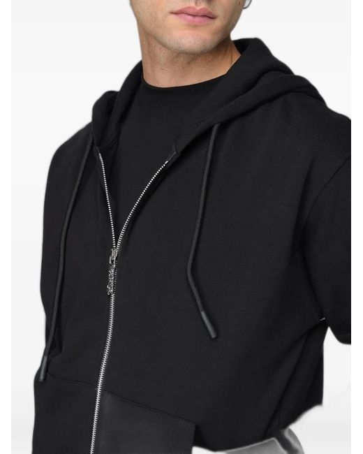 DISCLAIMER Black Logo-Print Zip-Up Hoodie for men