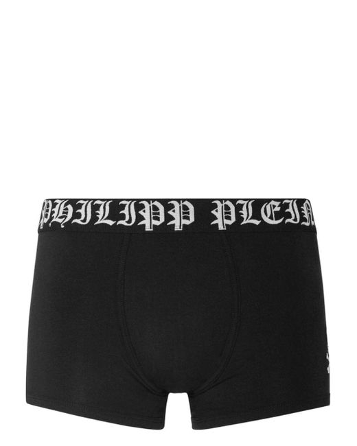 Philipp Plein Black Skull&bones Logo-waistband Briefs for men