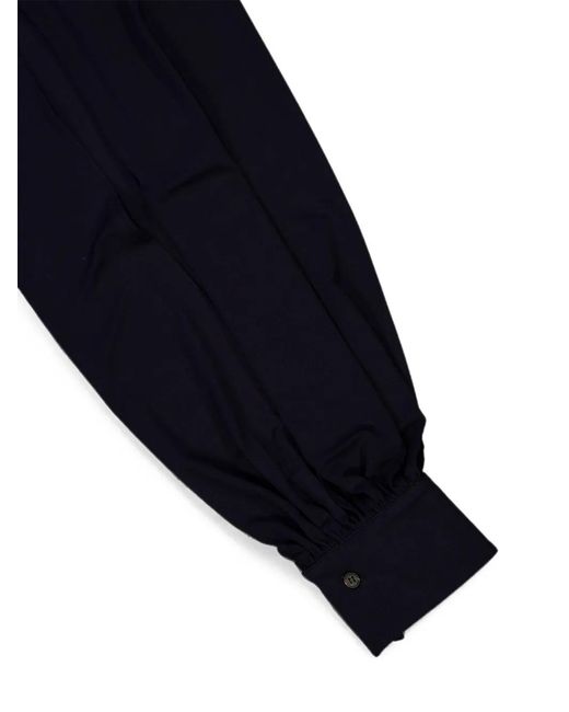 Ferragamo Gesmockte Blouse Met Split in het Blue