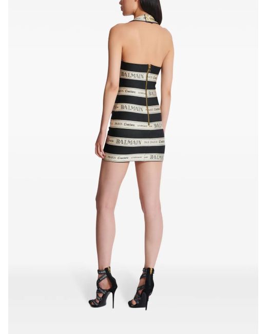 Balmain Black Short Dress With Open Back