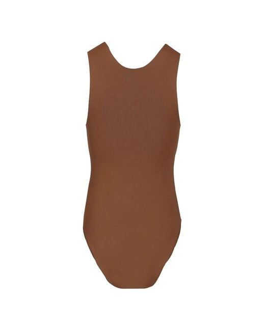 Taller Marmo Brown Sahara Lace-Up Fringed Swimsuit