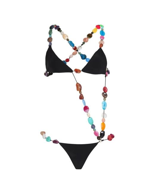 Amir Slama White Beaded Swimsuit