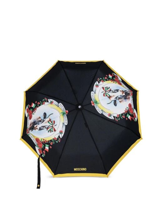 Paraguas con ribete estampado Moschino de color Black