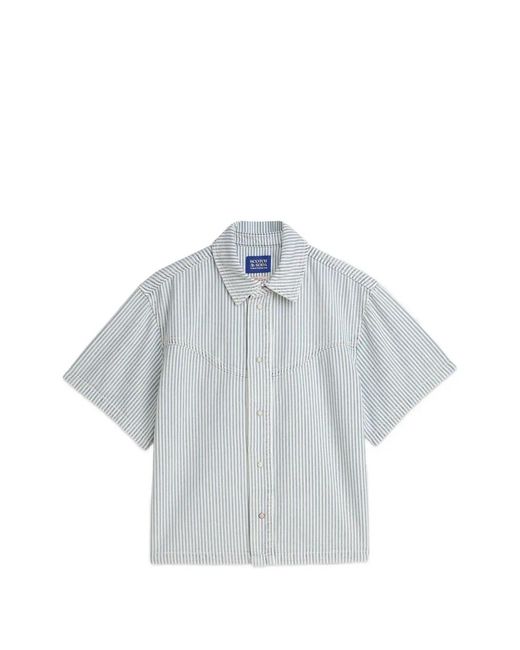 Scotch & Soda Blue Vertical-Stripe Western-Yoke Shirt