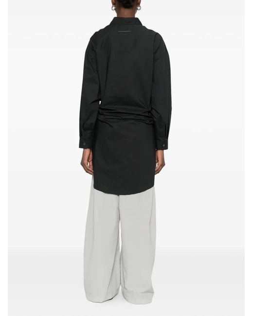 MM6 by Maison Margiela Black Striped-Sleeves Shirt