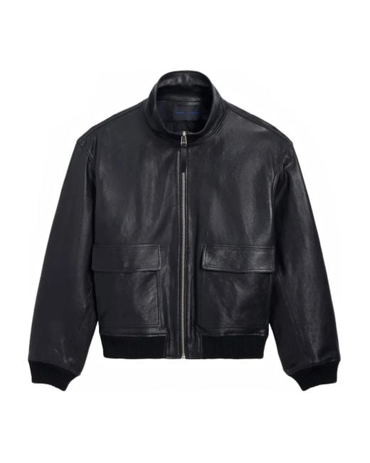 Proenza Schouler Blue Sterling Zip Leather Bomber Jacket for men