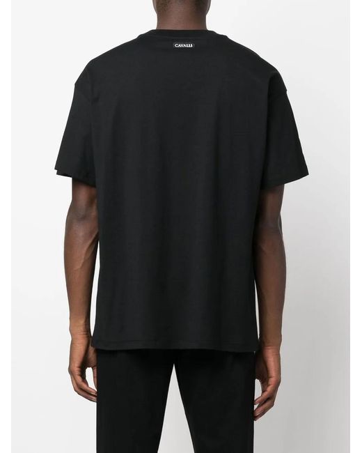 Roberto Cavalli Black Eagle Print Short-Sleeve T-Shirt for men