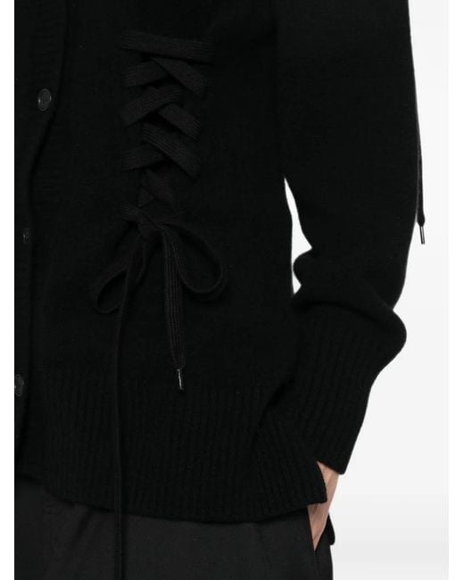 Simone Rocha Black Lace-Up Cardigan