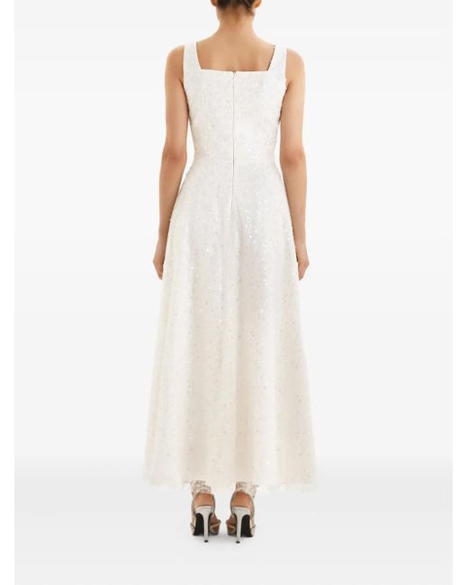 POST MERIDIEM White Sequin-Embellished Midi Dress