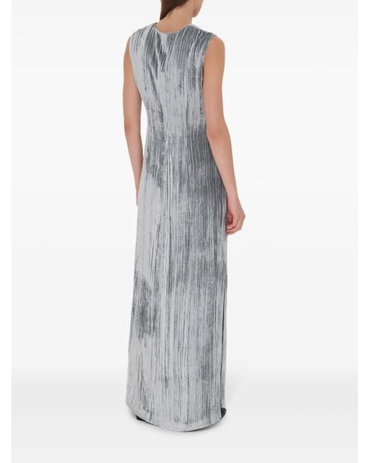 A.M.G Gray Zip-Up Velvet Maxi Dress