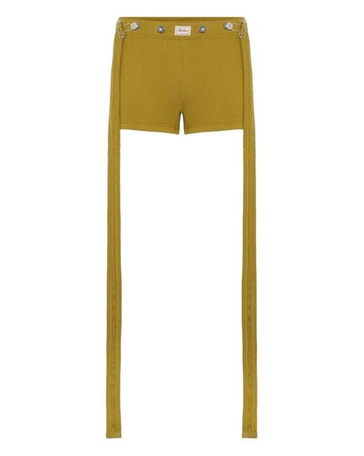 Jean Paul Gaultier Yellow Ribbed Patch-Detail Trousers