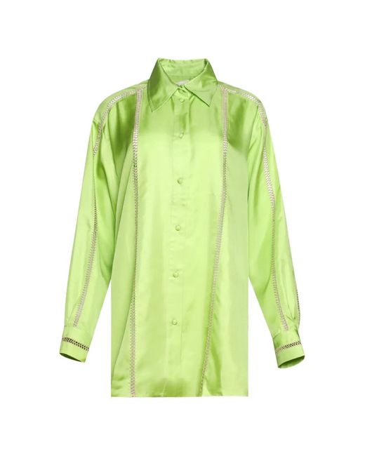 DIOTIMA Green Bridgetown Open-Knit-Detail Shirt