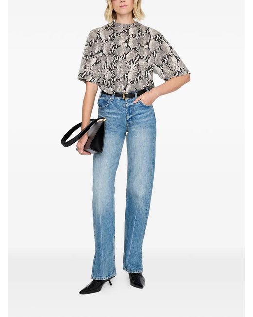 Anine Bing Gray T-Shirt Effet Peau De Python Délavé