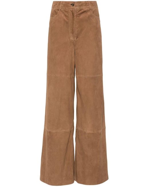 Alberta Ferretti Brown High-waist Wide-leg Trousers