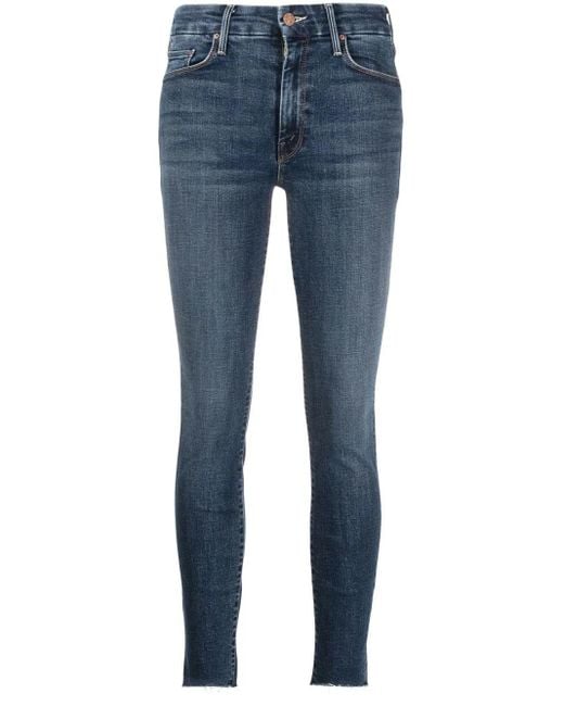 Mother Blue Distressed Skinny Jeans