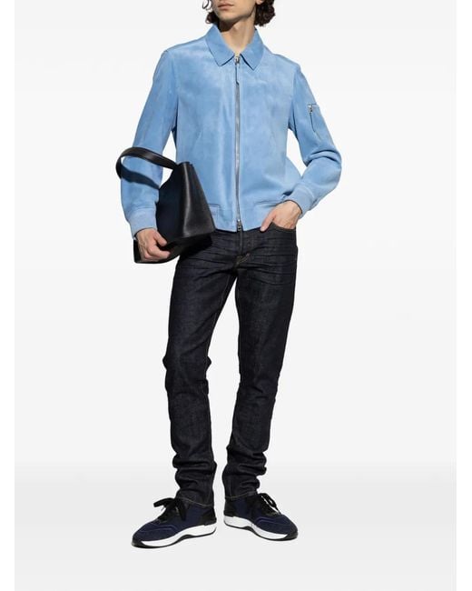 Tom Ford Blue Suede Jacket for men