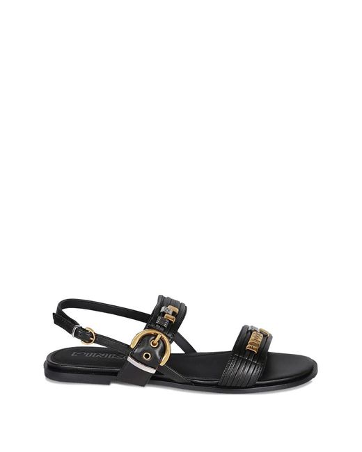 Pinko Black Buckle-Strap Sandals