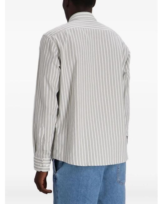 Boss White Striped Button-Up Shirt for men