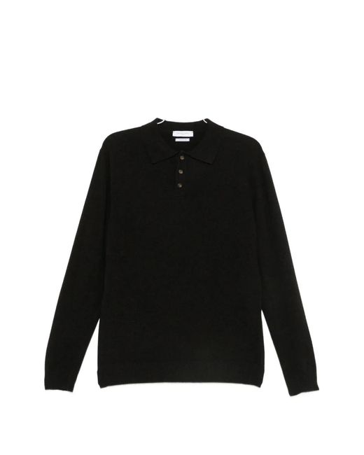 Daniele Fiesoli Black Long-Sleeve Polo Shirt for men