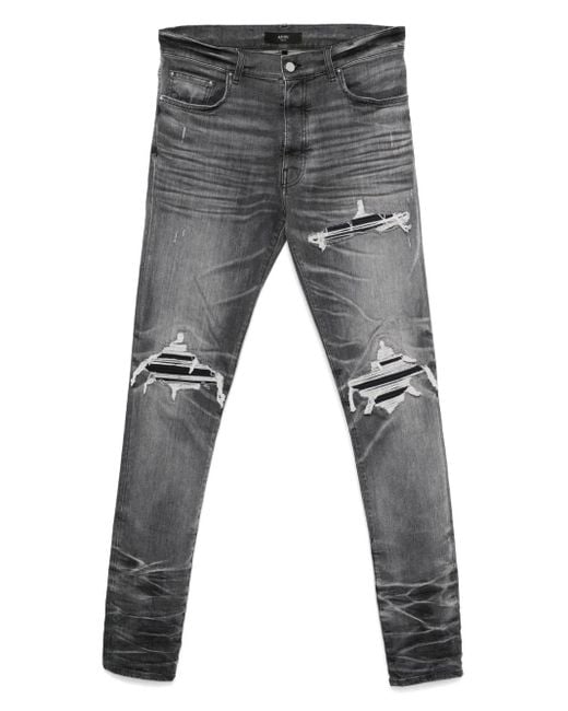 メンズ Amiri ダメージ ストレートジーンズ Gray