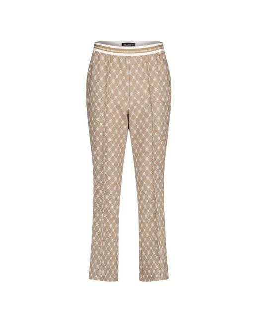Betty Barclay Natural Monogram-Print Elasticated-Waistband Trousers