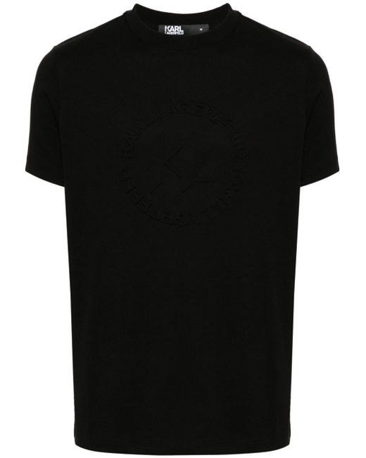 Camiseta con logo en relieve Karl Lagerfeld de hombre de color Black