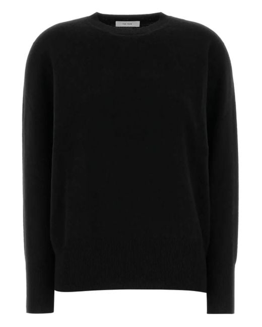 The Row Black Cashmere Crew-Neck Sweater