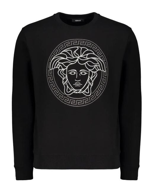 Versace Black Cotton Sweatshirt for men