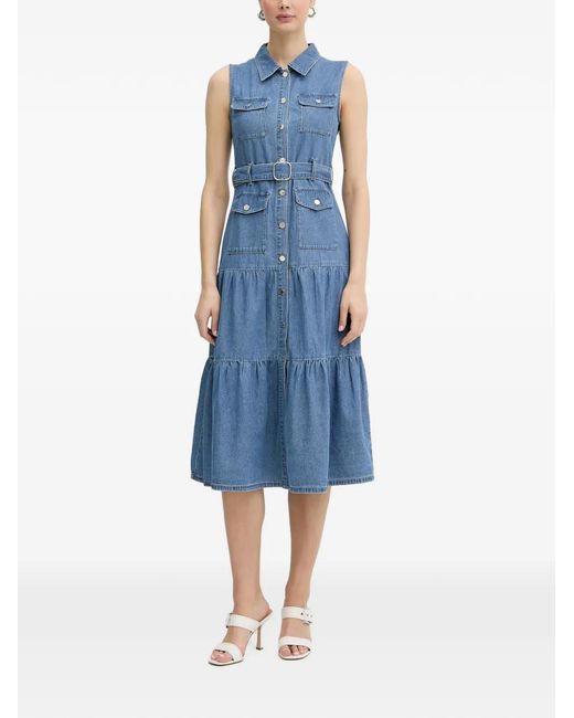 Morgan Blue Rnautica Belted Tiered Midi Dress