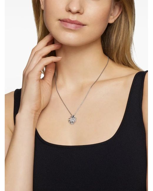 David Yurman White Sterling Starburst Diamond Pendant Necklace (19Mm)