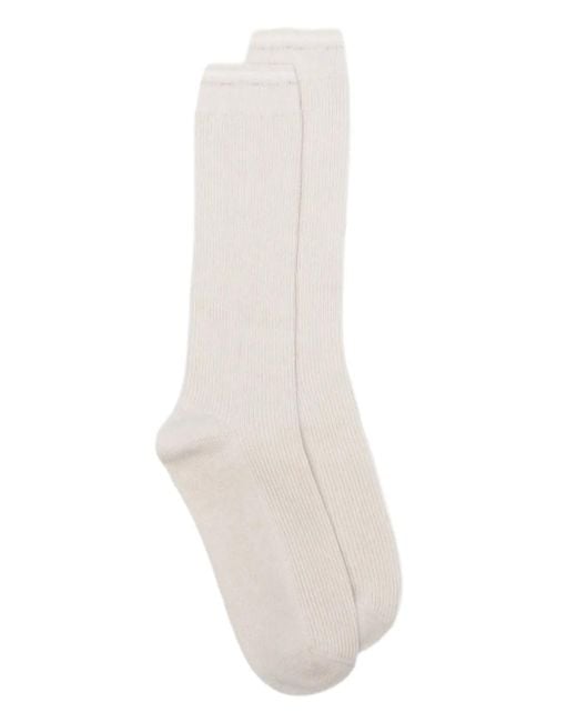 Eleventy Gerippte Kaschmirsocken in White für Herren
