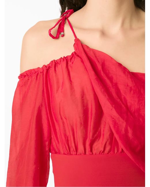 Amir Slama Red Drape One Shoulder Body