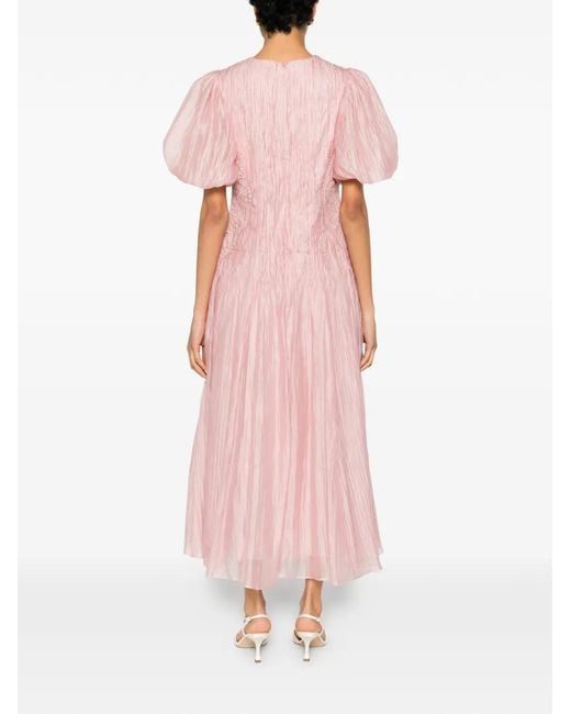 Aje. Pink Ophelia Lace Midi Dress
