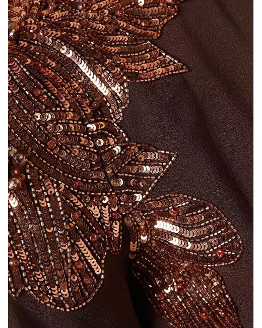Elisabetta Franchi Brown Sequin-Embellished Maxi Dress