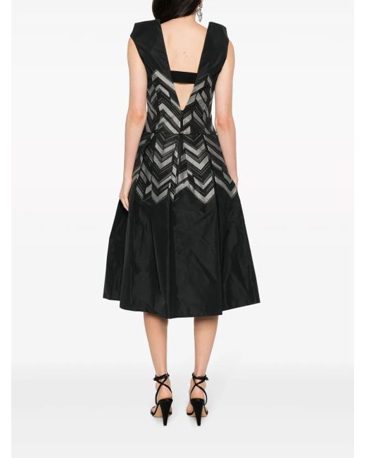 Gemy Maalouf Black V-Back Chevron-Pattern Top