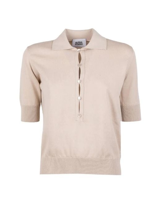 Alpha Studio Natural Geknöpftes Poloshirt